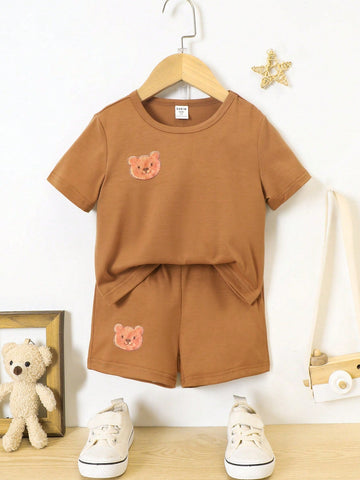 Toddler Girls Bear Print Tee & Shorts