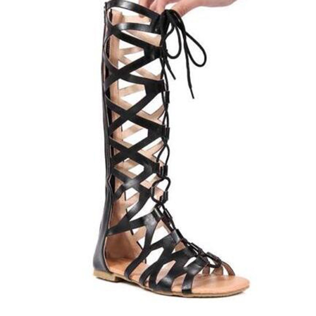 Rome size code cool boots flat cross straps boots high tube hollow strap - Outlets Forever