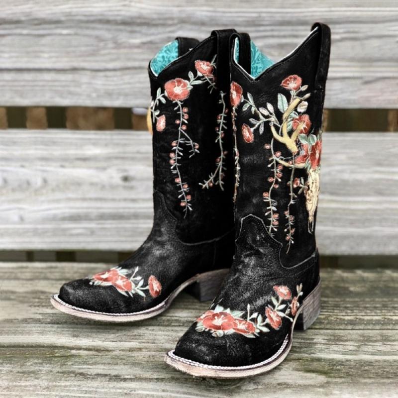 Women's embroidered rider boots - Outlets Forever