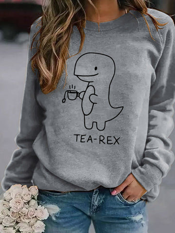 Women's Tea-Rex Dinosaur Print Sweatshirt